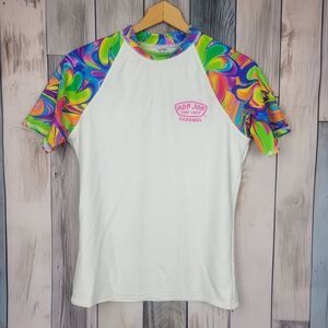 Ron Jon Cozumel White Tie Dye Surfing Rash Guard Swim Top Size XL